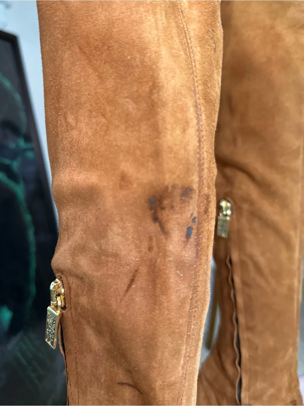 Vintage Biba size 9 Cognac Suede Over-the-Knee Block Heel Boots